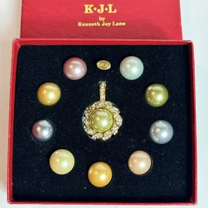 KJL Kenneth Jay Lane Vintage First Lady Simulated Pearl Enhancer Set - Picture 1 of 5