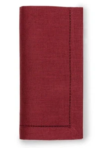 Servilletas de Cena Sferra Festival Merlot Lino Rojo con Dobladillo 20x20" JUEGO/4 Nuevas - Imagen 1 de 3
