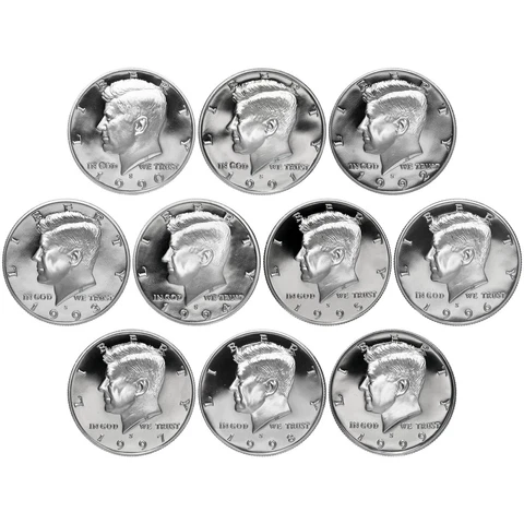 1990-1999 S Kennedy Half Dollar Gem DCam Proof Run 10 Coin Set CN-Clad US Mint Cover