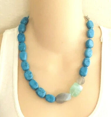 LIA SOPHIA Kiam 系列 RHYTHMIC 绿松石灰色和绿色玛瑙项链 — 第 1/4 张图片