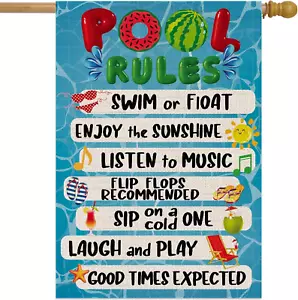 12X18 Inch Double Sided Summer Garden Flag - Pool Rules Signs Outdoor Decoration - Picture 1 of 8