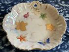 Lipper & Mann Handpainted Floral Luster 24Kt Gold Accented Vintage Dish