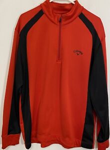 Callaway Sweatshirt Men Red Black Golf Zip Pullover Shirt Long Sleeve Pockets XL