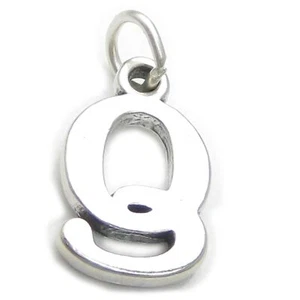 Charm Letra Q Inicial en plata de primera ley .925 x 1 Colgante Charms Letras- - Imagen 1 de 5