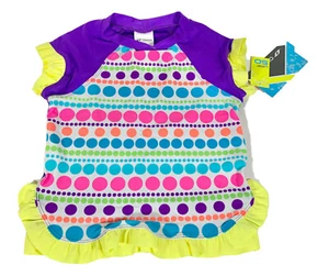 Oxide Little Girls' Flutterby Short-Sleeve Swim Top Blue Fish Size 3T - Picture 1 of 6