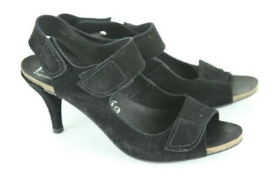 Sandalias Pedro Garcia 39 9 Tacones Gamuza Negras Punta abierta Y2K Cyber Goth Modernas Foto 1 de 4