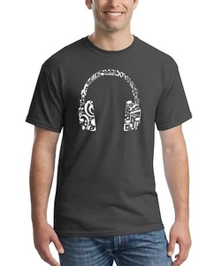 LA Pop Art Men’s Music Note Headphones Word Art T-Shirt size Large - Picture 1 of 2