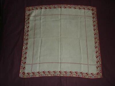 Belle nappe ancienne brodée main 84 cm/84 cm (33 x 33") P0494 - Photo 1/4