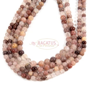 A-Grade Erdbeer Quarz Kugel glanz 4 - 8 mm, 1 Strang #0570 BACATUS - Bild 1 von 2