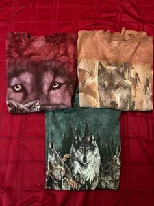Lot X 3 T Shirt Find 9/12 Wolves The Mountain Size 2012 Mens Large Tie Dye - Picture 1 of 13