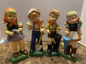 HUMMEL Candles Figurines Girl Boy Vintage Wax Painting RARE Set of 4 - Picture 1 of 9