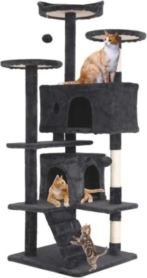 Multifunctional Scratching Posts Stand Cat Tree Condo House for Indoor Cats 54'' - Image 1 of 4