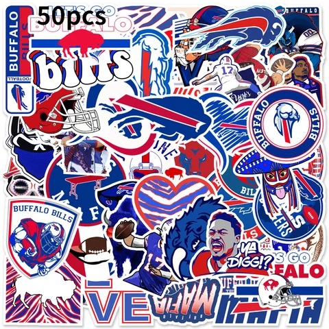 Buffalo Bills Waterproof Stickers Suitcase Laptop Water Bottle Stickers 50pcs Cover