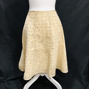 J Crew Womens Eyelet Skirt Size 8 Beige with White Lining Side Zipper - Picture 1 of 10