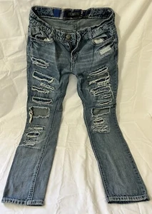 Premiere Rue 21 Jeans Womens 7/8 Reg 28 Inseam Jegging Distressed Denim Pants - Picture 1 of 15