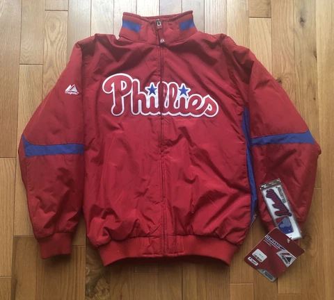 NWT Youth M Philadelphia Phillies Therma Base Players Jacket AUTHENTIC MAJESTIC Cover