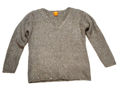Joe Fresh Cashmere Sweater Lightweight Gray V-Neck Womens size L /G - Image 1 of 4