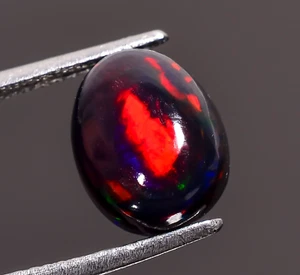 Natural Black Ethiopian Opal Oval Shape Cabochon Loose Gemstone 2.5 Ct 10X8X5 mm - Picture 1 of 3