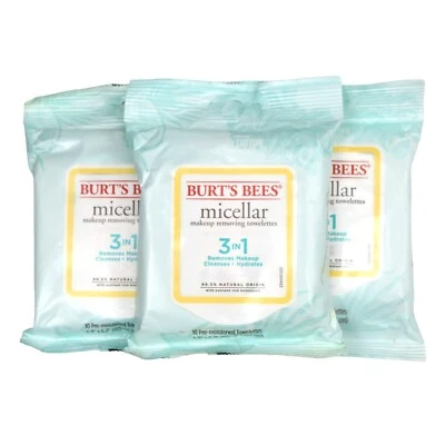 Toalhas faciais micelares Burts Bees água de coco e lótus 3 em 1 removendo - Imagem 1 de 4