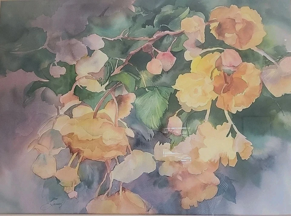 Peônias aquarela originais assinadas grandes - Januáz - Imagem 1 de 4