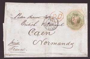 GB Great Britain, 1 shilling green on 1856 folded letter to France    -HA78 - Picture 1 of 4