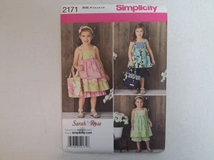 Patrón de simplicidad - Vestido, top, pantalones y accesorio para el cabello para niños (3-8) #2171 UC - Imagen 1 de 6