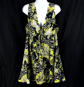 BB Dakota Dress Women's M Safari Zebra Animal Print Floral Mobwife Summer Party - Picture 1 of 5