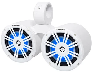 Kicker 51KM604WL Dual 6.5" KM-Series 150W Marine LED Wakeboard Tower Speakers - Picture 1 of 12