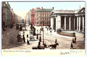 Postcard College Green Dame Street Dublin Ireland Horse Carriages D477 - Picture 1 of 2