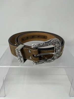 De Colección Nocona Plus Cuero Marrón Tachonado Bling Bordado Flores Hebilla Elegante Foto 1 de 4