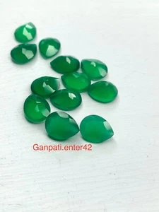 GREEN ONYX LOOSE GEMSTONE FACETED PEAR CUT 9x7 MM CALIBRATED SIZE E - Picture 1 of 7