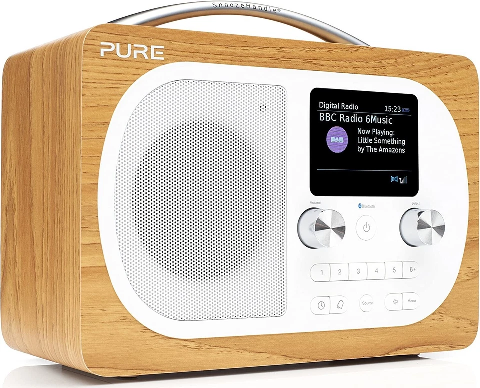 Pure Evoke H4 Portable FM/DAB Digital Radio - Alarm, Snooze, Bluetooth - OAK - Image 1 of 4