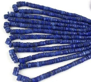 14"Long Strand Natural Lapis Lazuli Smooth Tyre Shape Beads Size 7-12 MM Jewelry - Picture 1 of 5