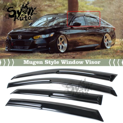 FITS 2018-2022 HONDA ACCORD JDM 3D MUGEN STYLE WINDOW VISOR RAIN GUARD DEFLECTOR - Image 1 of 4