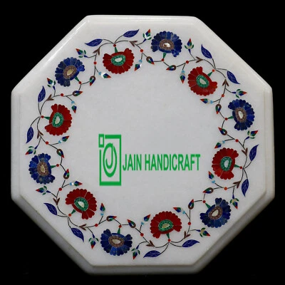 Incrustación de mesa de mármol de café central de 18"" trabajo hecho a mano comedor decoración del hogar ee Foto 1 de 4