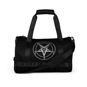 ¡Salve Satanás! Sigilo del símbolo de Baphomet en bolsa de gimnasio negra / bolsa de lona - Imagen 1 de 6