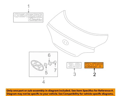 Placa de identificación emblema tapa maletero HYUNDAI OEM 10-14 Genesis cupé 863112M100 Foto 1 de 2