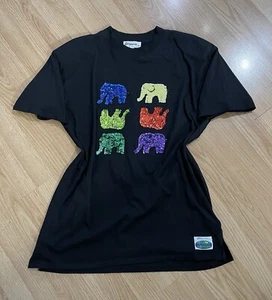Atenzione By Carlo Colucci Elephant Sequence Padded Shoulder Black T Shirt US M - Picture 1 of 12
