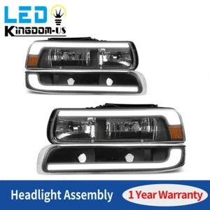 LED DRL Headlights + Bumper Lamps For 99-02 Chevy Silverado/00-06 Tahoe Suburban - Picture 1 of 7