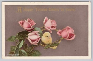 Mayville Nueva York, Feliz Alegre Pascua Rosas Rosas Lindo Bebé Pollito, Postal de Colección - Imagen 1 de 2