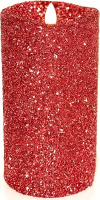 Luminara Realistic Artificial Flame Glitter Pillar Candle (3.5 x 7-inch, Red) - Image 1 of 3