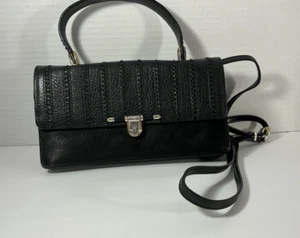 Brighton Black Leather Crossbody/Organizer With Adjustable Strap - Picture 1 of 12