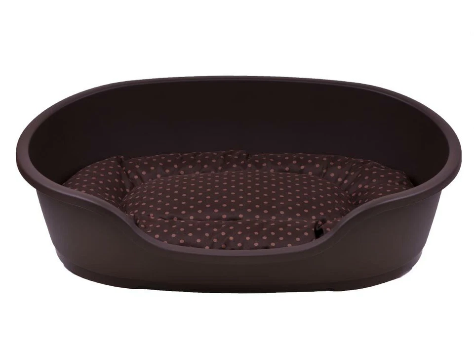 ADENA Hundebett Hundekorb braun + Kissen Tupfen braun