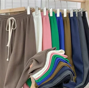High Waist Loose Slim Wide Leg Drawstring Drop Straight Women's Floor Pants - Picture 1 of 30