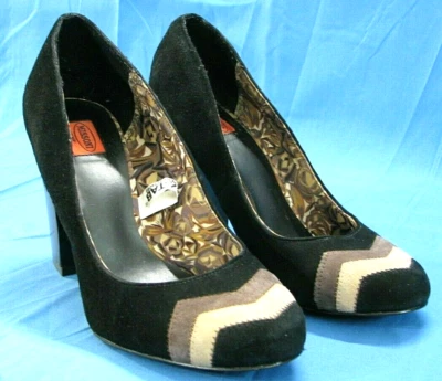 MISSONI For Target TACONES ALTOS DE GAMUZA NEGROS Marrón Chevron Puntera Redonda Y2K De Colección Talla 7 Foto 1 de 4