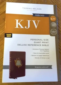 KJV Bible Personal Size Giant Print Deluxe Reference Bible, Burgundy Leathersoft - Imagen 1 de 3