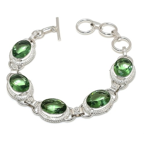 VALENTINO Bracciale gioiello argento sterling 925 pietra preziosa diopside cromato verde misura 7 8"
