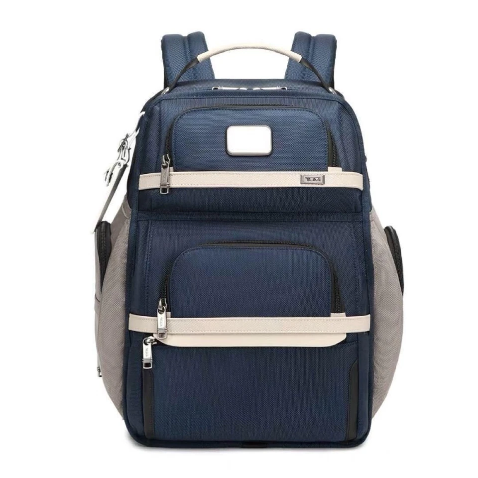 Tumi Alpha 3 Brief Pack Backpack Navy white Shoulder Bag Business Nylon Outlet - Image 1 of 4
