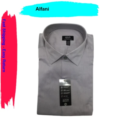 Alfani, Camisa Masculina Performance Ajuste Regular, Cinza Prata, 16-16.5/34-35 L - Imagem 1 de 2