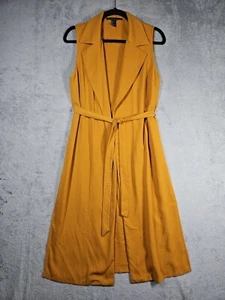 FOREVER 21 Staubmantel-Cardigan tief senfgelb ärmellos mit Gürtel und Revers Gr. S neu ohne Etikett - Bild 1 von 16